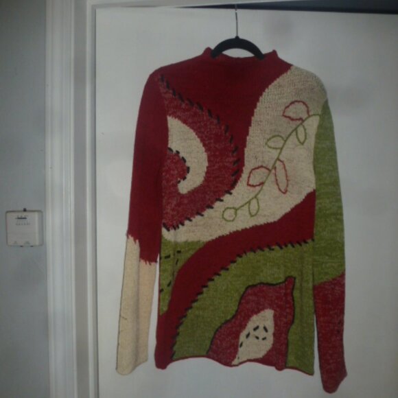 CRAZY HORSE 🧿COLLECTION Multicolor Embellished  Design Y2K 90s PULLOVER  Sz L - Picture 2 of 8